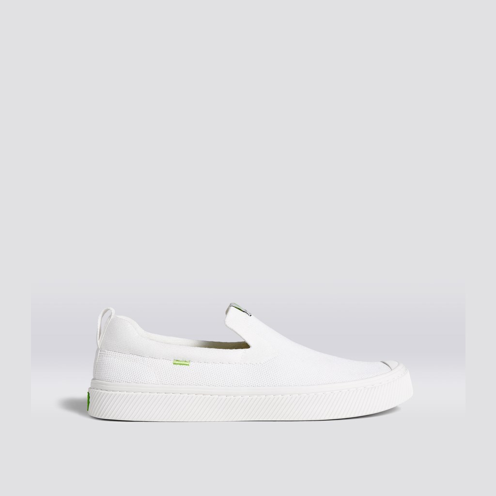 IBI Slip-On Cariuma Low Top Bamboo Weave Knit Vegan Blanche Homme | OUQ-0103385